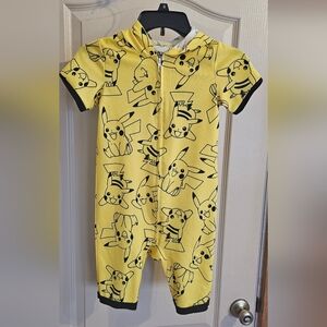 Pokemon Pikachu Pajama Romper XS 4/5 Short Sleeves